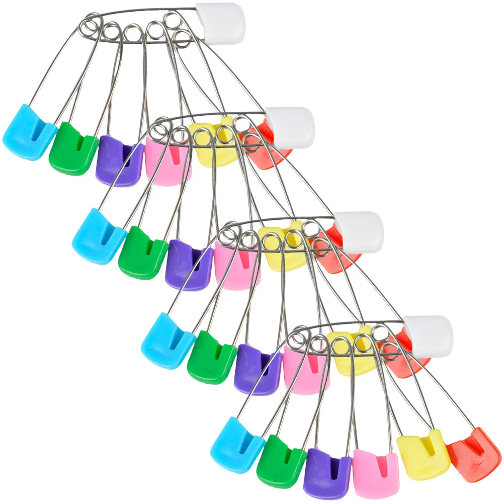 

50Pcs Safety Pins Strong Nappy Pin for Diapers Bibs Clothes Easy to Use Smooth Plastic Head