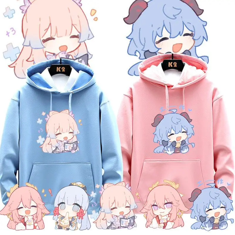 

Genshin Impact DIY Yaesu Miko Cosplay Hooded Sweatshirt Noelle 3D Printed Unisex Hooded Sweatshirt Couple