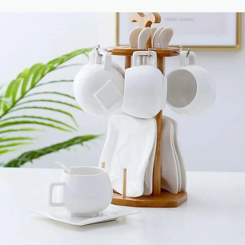 

Комбинация европейского кофе, 6-чашка, ложка, кофейный сервиз, керамический простой сервиз для послеобеденного чая, чайный сервиз