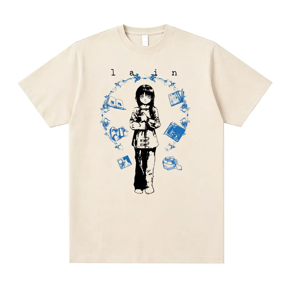 Anime Serial Experiments Lain Graphic T-shirt Y2k Manga Girl Sci Fi Vintage T Shirt Men Women Fashion Casual Oversized T-shirts