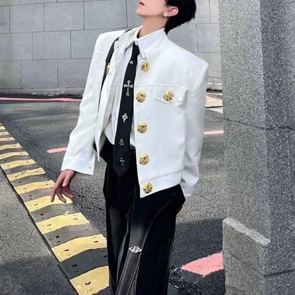 

Осенняя новая мужская однотонная куртка с длинными рукавами в американском стиле ретро, модные тенденции, свободные повседневные нишевые мужские топы на High Street, 2025 г.