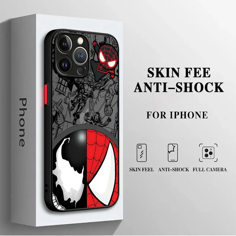 Apple用マットフォンケース,iPhone, Marvel, Spiderman, Spider, Gwen,los,iPhone 15,16,14 pro max,8,11,12pro,xs,x,13 mini