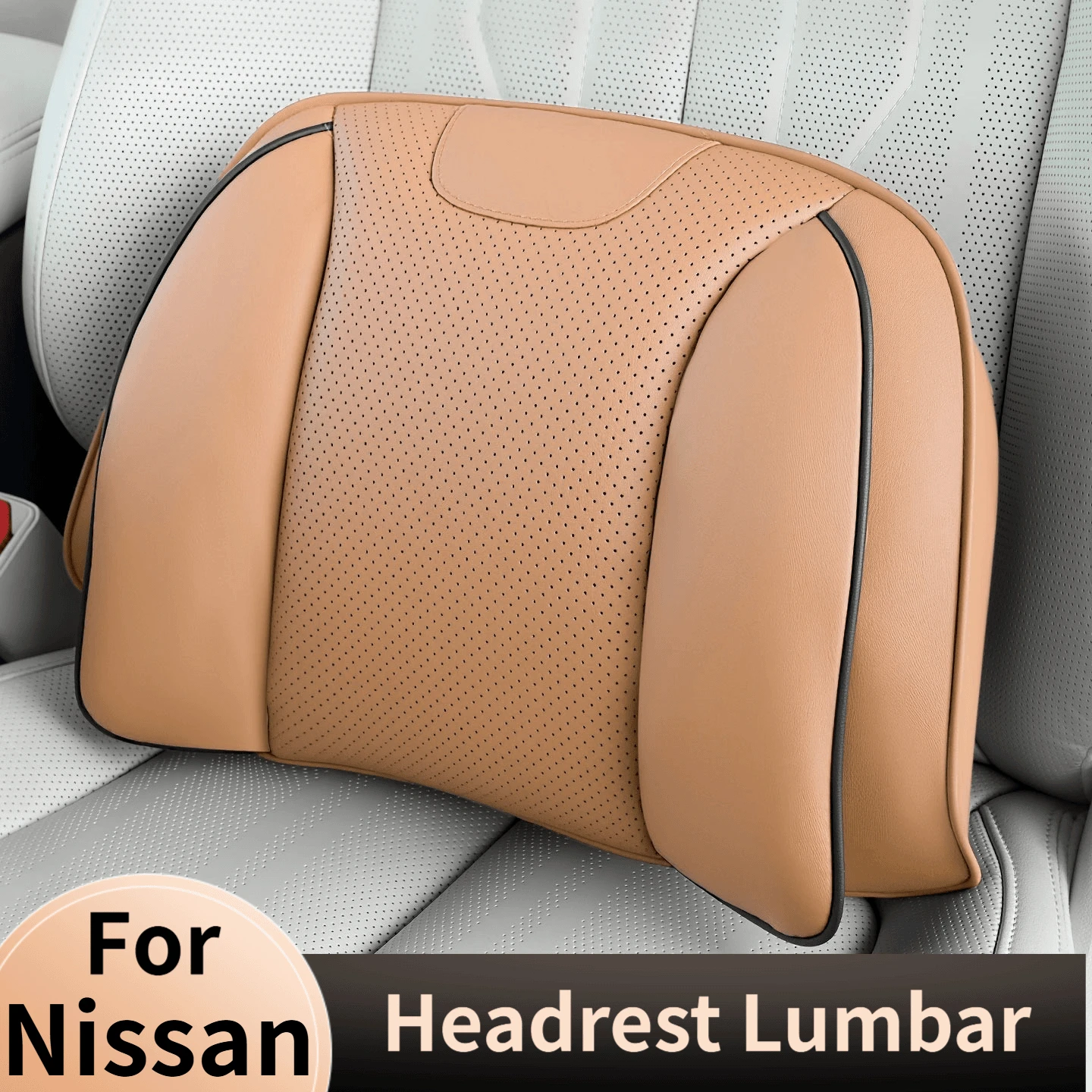 Leather Headrest Lumbar Support Set For Nissan X‑Trail Maxima Altima Armada Patrol Pathfinder Qashqai Rogue Car Neck Pillows