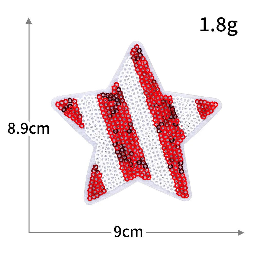 Sequin Star US Independence Day Embroidery Patch Iron on Patches for Cloth DIY Backpack Hat Bag Decor Repair Applique Sticker view 6