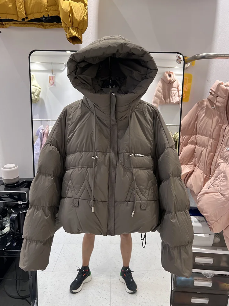 سترة نسائية برباط على الموضة لعام 2025 النسخة الكورية الجديدة بأسلوب قصير وسترة كاجوال متعددة الاستخدامات من ريش البط الأبيض #3