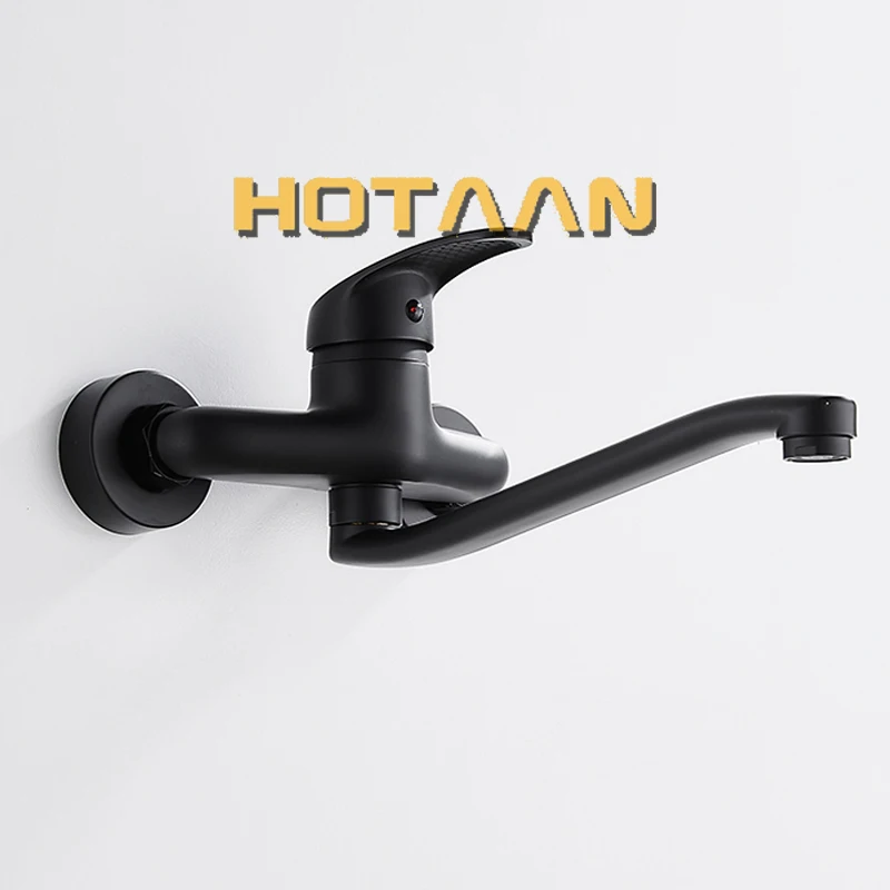 Black Brass Chrome Taps For Kitchen Sink Kitchen Tap Dual Hole Wall Kitchen Mixer Kitchen Faucet torneira cozinha YT6033