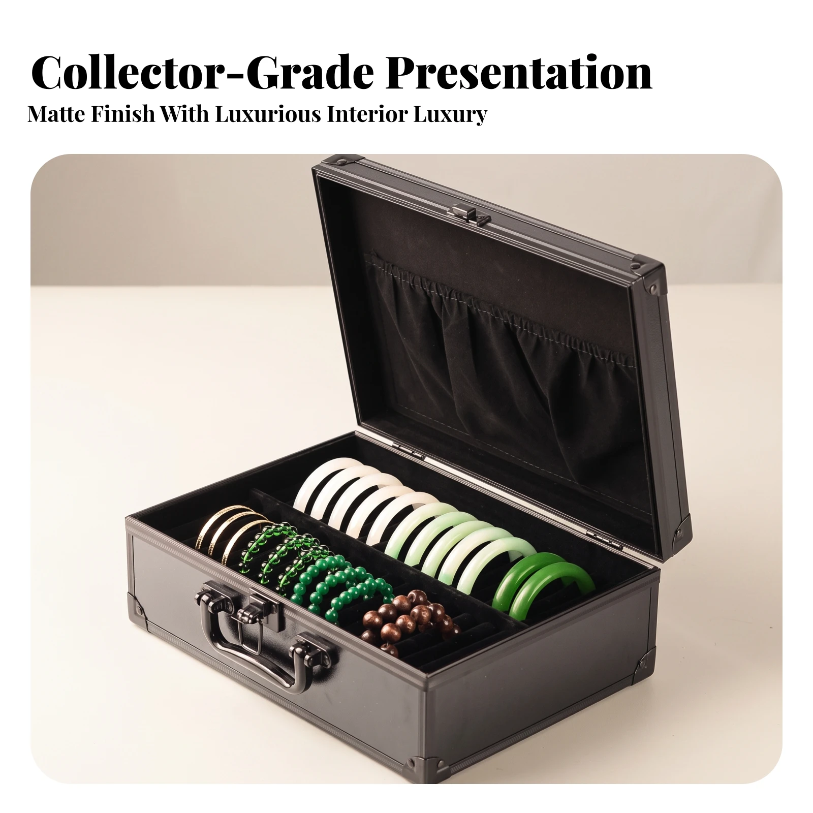 Bracelet Storage Box with Handle Travel-Friendly Bangle Case with Slots Bracelet Organizer Multi-Functional