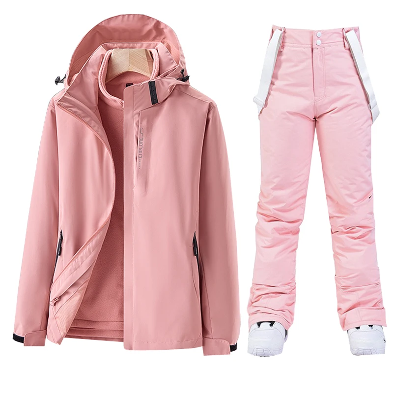 

Зимний уличный женский лыжный костюм, лыжная одежда для сноуборда, толстые теплые водонепроницаемые лыжные куртки, зимняя куртка + брюки для женщин, бренд