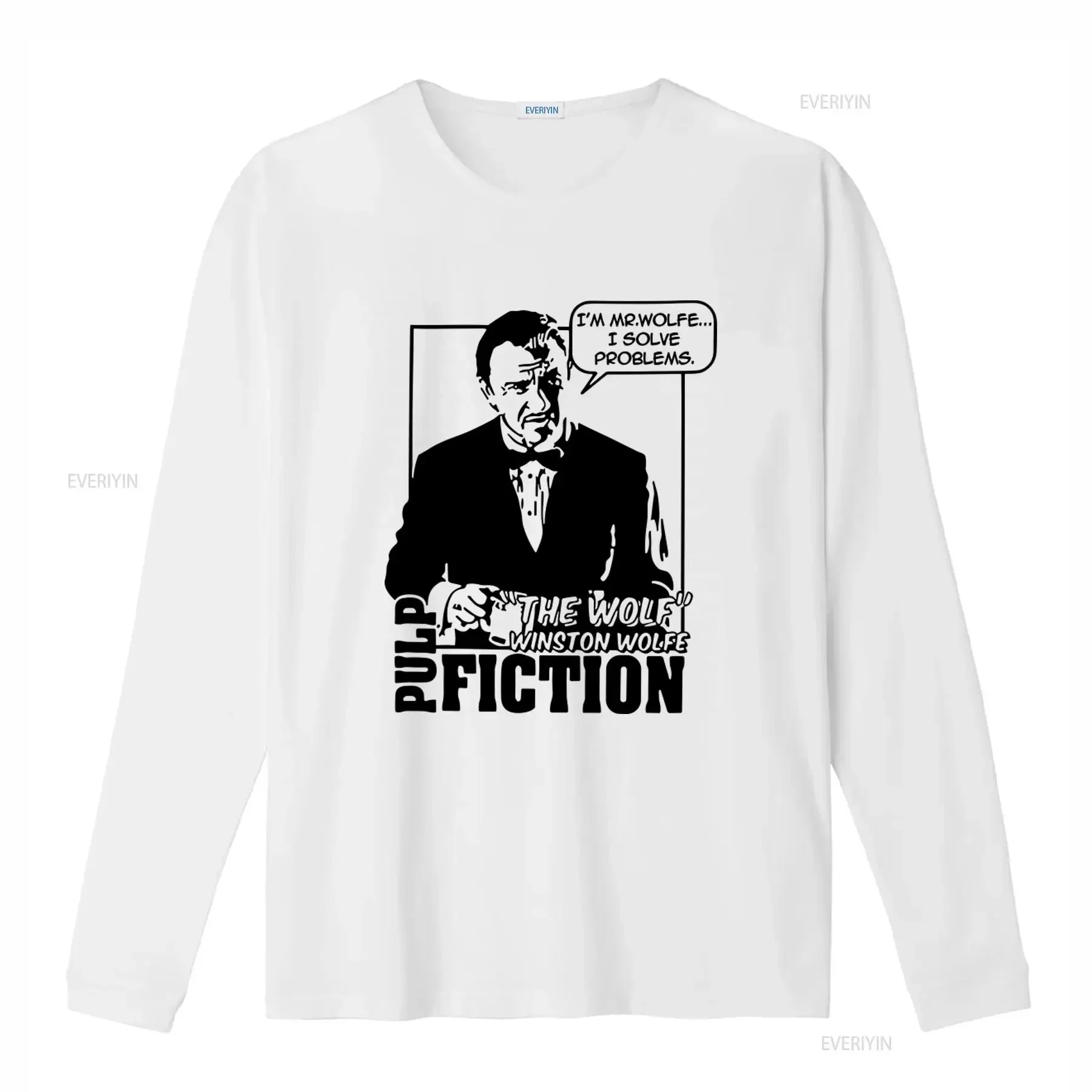 Pulp Fiction Movie Winston Wolfe Mr Wolf Funny T Shirt Solve Style with Classic Quote Print vintage Washed graphic Casual