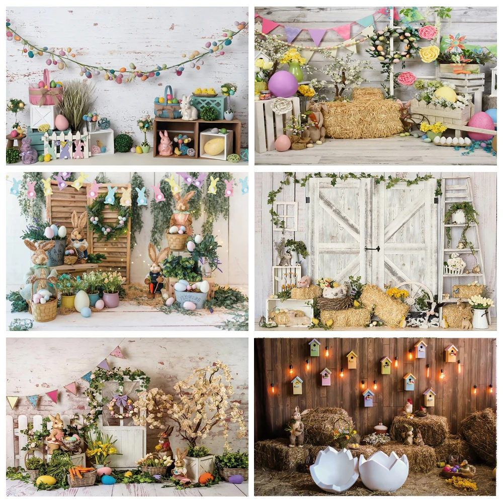 Fond de photographie en bois gris pour festivals de Pâques, lapin, œufs, mur, fleur, convocation, portrait de nouveau-né, décors photo, printemps