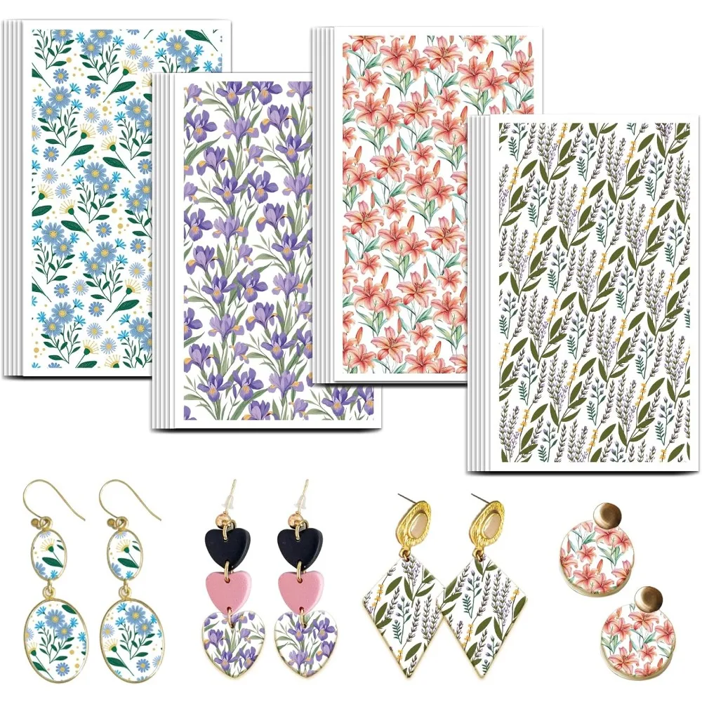 

Бумага для переноса из глины с лавандовым узором — 24 шт., 4 дизайна, 2,76 x 4,72 дюйма — вставная складка в стиле современной фантазии