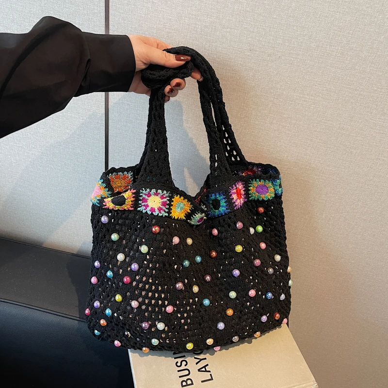 

Hollow Straw Woven Handbag Fashion Tote bag Woven Women's Shoulder Bag Summer Beach Handbag Storage Bag Organizers Bags