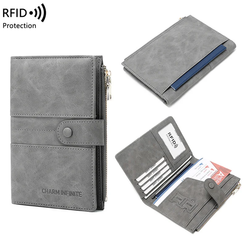 Men PU Leather Wallet Travel Passport Purse Card Male Travel Accessories Hand Carry Passport Business Cards Holder Wallet