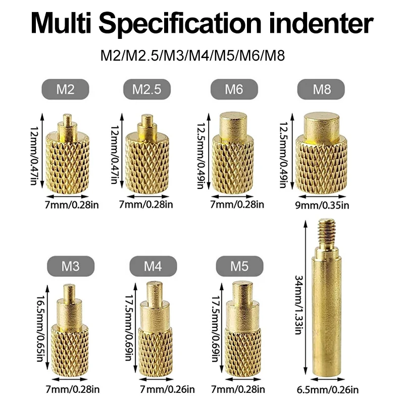 Heat Set Insert Tool with Threaded Inserts M2-M8, Compatible with C245 Soldering Iron, 3D Printing Tool. Fits JBC245/HS-02A/T80P