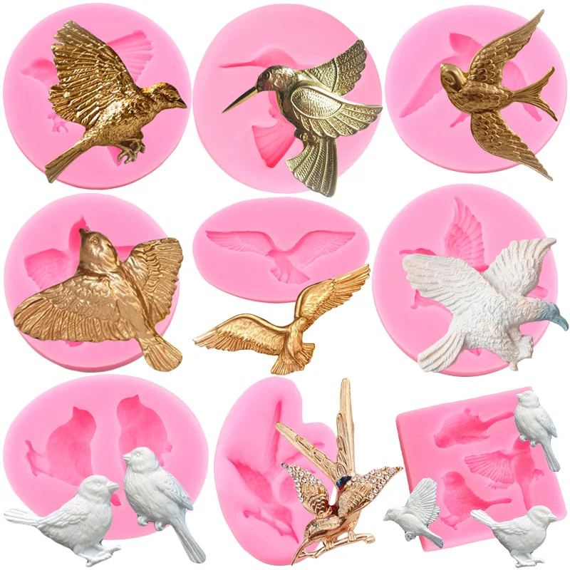 3D Birds Silicone Molds Seagull Eagle Chocolate Fondant Mold Cake Decorating Tools Cupcake Candy Polymer Clay Resin Moulds