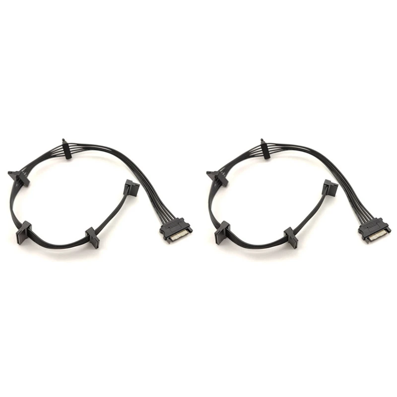 

2X 15Pin SATA Power Supply Splitter Cable Hard Drive 1 Male To 5 Female Extension Power Cord For DIY PC Sever