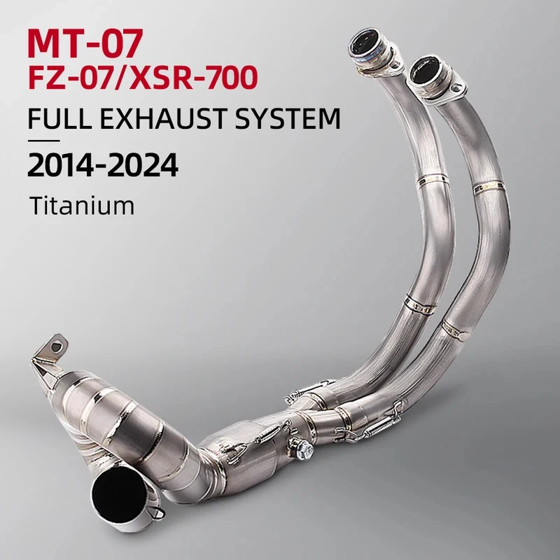 51mm Titanium Alloy Full Exhaust System with Front Pipe for Yamaha MT07 XSR700 FZ07 2014-2024