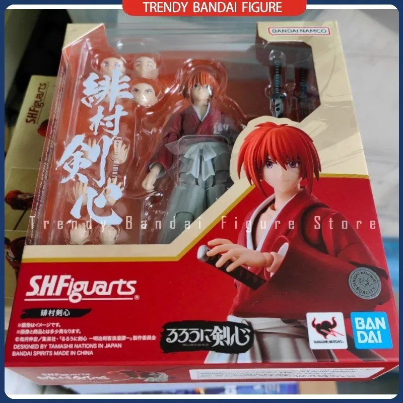 In Stock Bandai SHF Rurouni Kenshin Himura Battosai Animated Ver S.H.Figuarts Action Figure Anime Model Toys