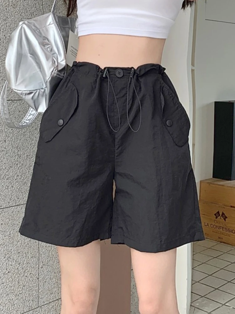 Summer Strappy Vintage Fashion Shorts Women High Street Casual Cargo Pants Female Elastic Band Korean Designer Pants 2023 New