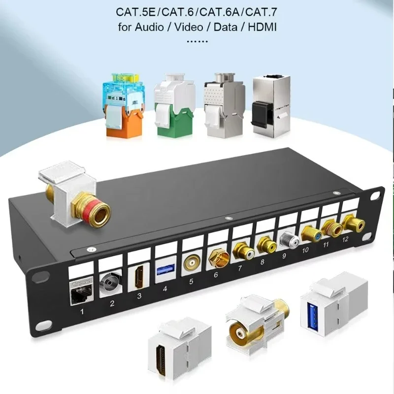 24-Port rated slim shielded multimedia patch panel with dust cover