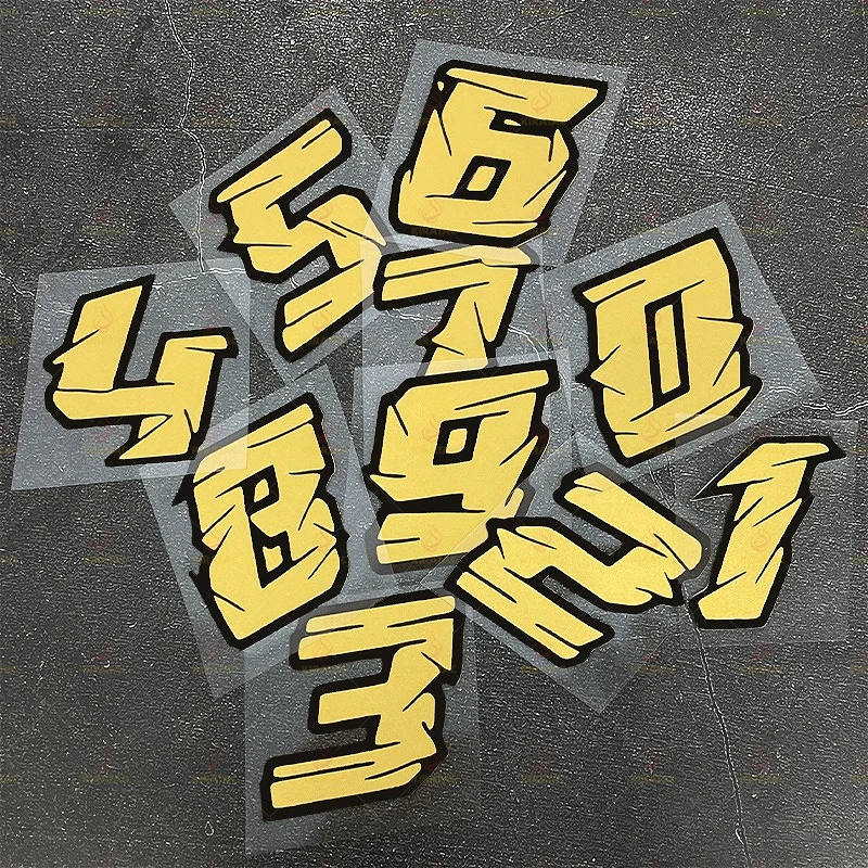 

1 шт. золотые наклейки с номером мотоцикла, водонепроницаемые для мотоциклетных шлемов, обтекатели кузова автомобиля, топливные колпачки, скутеры, универсальная виниловая наклейка