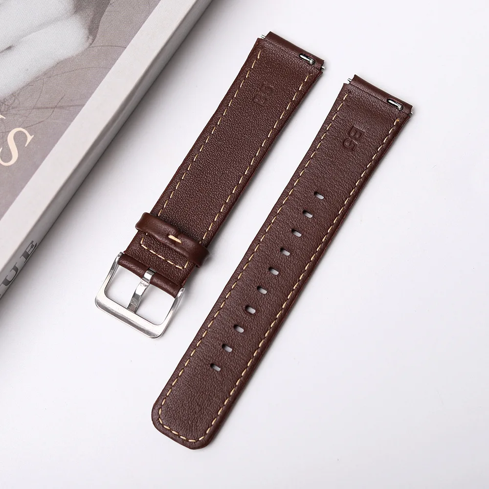 Berlaku untuk Huawei B6 tali gelang B5 jam tangan B7 gelang pintar, kulit sapi Mocha coklat