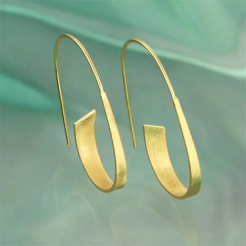 2023 New Simple Silver Color Geometric Long Hook Earrings for Women Vintage Personality Antique Metal Spiral Earring Jewelry