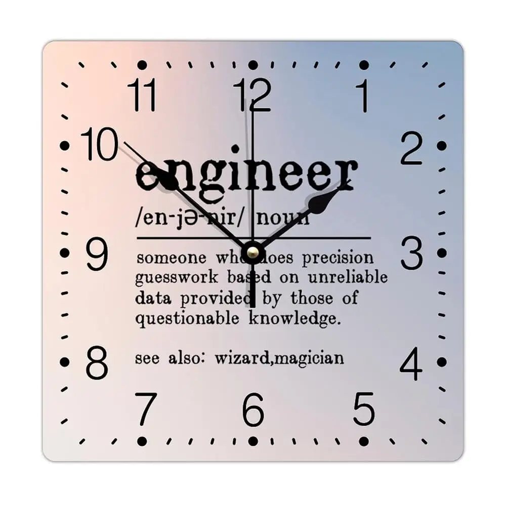 

Engineer Definition Square Pvc Wall Clock, 10In, Battery Operated Novelty Framel Clocks For Home Office School Bedroom