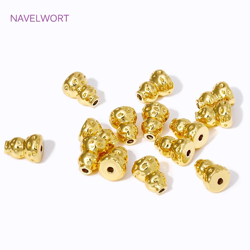 10/20Pcs 18K Gold Plated Brass Gourd Shape Spacer Beads,Separators For Beads,DIY Jewelry Making Necklace Bracelet Accessories