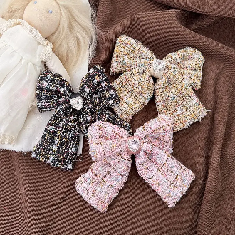 

Retro Fabric Hair Accessories for Women Elegant Bow Headdress Crystal Pearl Spring Hair Clips Luxury Jewelry