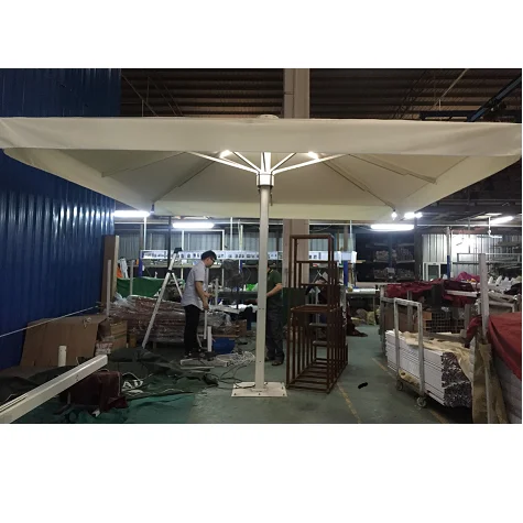 Newly Design  Outdoor Patio Big  Parasol 6X6 Irregular  Shape  with Light  Aluminum Frame with Powder Coated Starlight umbrella