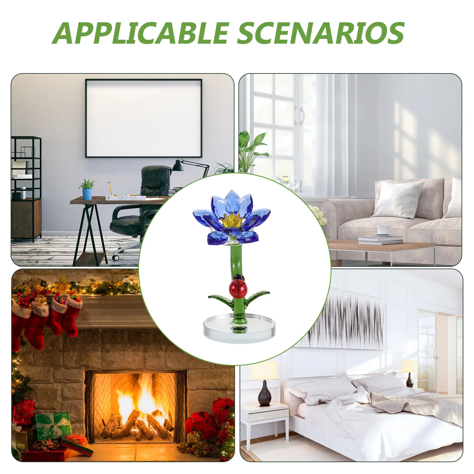 Crystal Flower Ornaments Figurine Decorations For Office Faux Floral Sculpture Artificial Bug Figurines Ladybugs Home