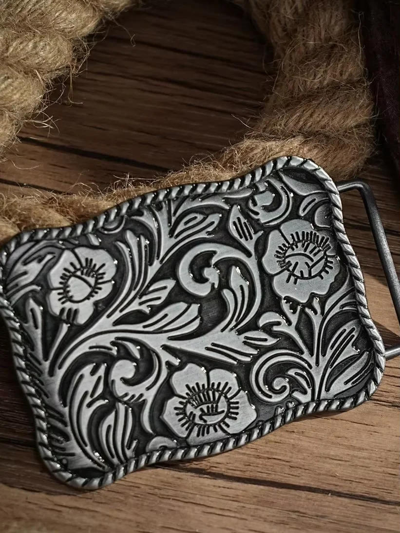Western Belt Buckle Initial Vintage-Cowboy Rodeo Silver Large Skull Belt Buckle for Men Women view 4