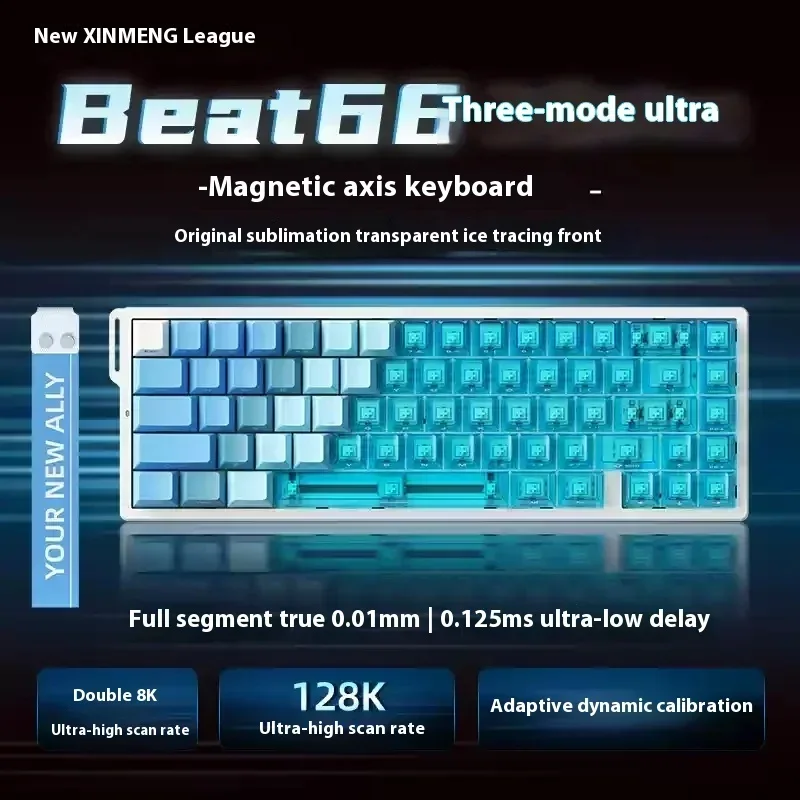 

XINMENG Beat68 HE Magnetic Switch Gaming Keyboard 0.01mm Rapid Trigger 0.125MS 8000Hz 28K Scan Rate 7000mAh Wireless Wired PC