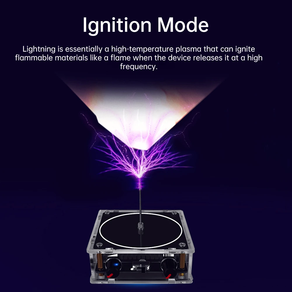 AC 110–220 V Dual-Mode Tesla-Spule Musikbox, berührbare künstliche Blitze, Bluetooth-Audioeingang, wissenschaftliches Experiment – Detail 4