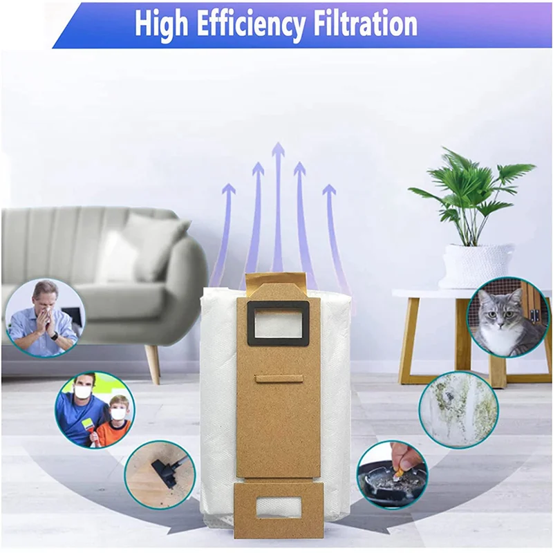 B59B-20 Pack Dust Bags Accessories For Xiaomi Roborock S7 T7S T7plus T7S Plus, Vacuum Cleaner Bags Automatic Suction Station