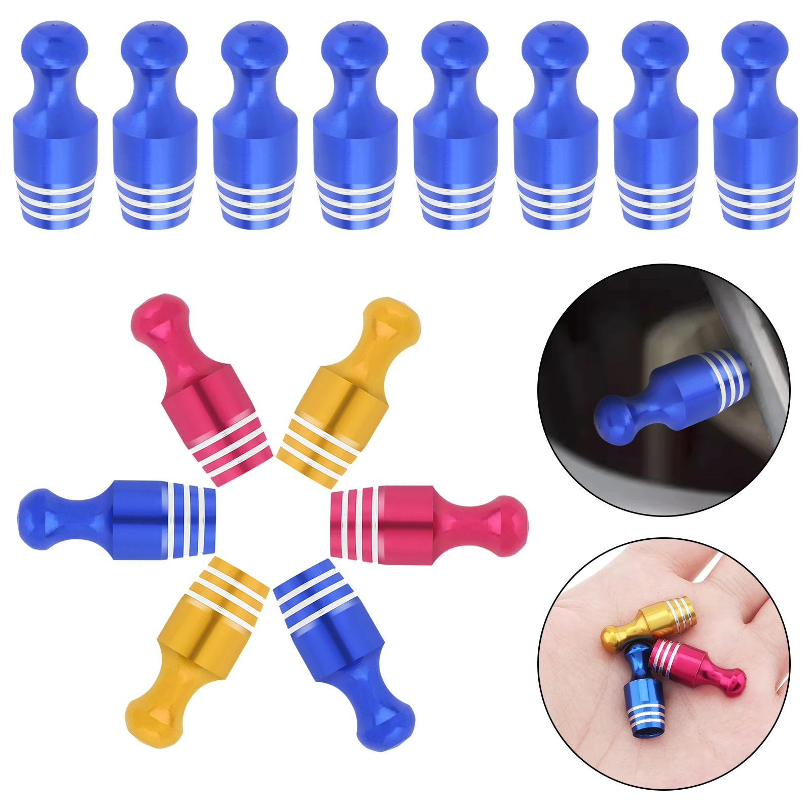 1pc Bowling Shape Dustproof Anti-Rust Tire Valve Stem Cap Aluminum Alloy Valve Cap for Cars / Motorcycles / Bicycles