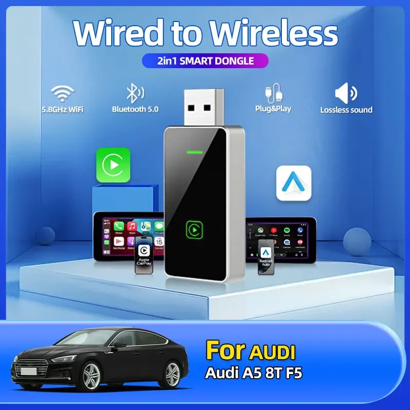 

2025 Fashion New Wireless Carplay Adapter Android Auto Wireless Adapter 2in1 Car Car Accessories For Audi A5 8T F5
