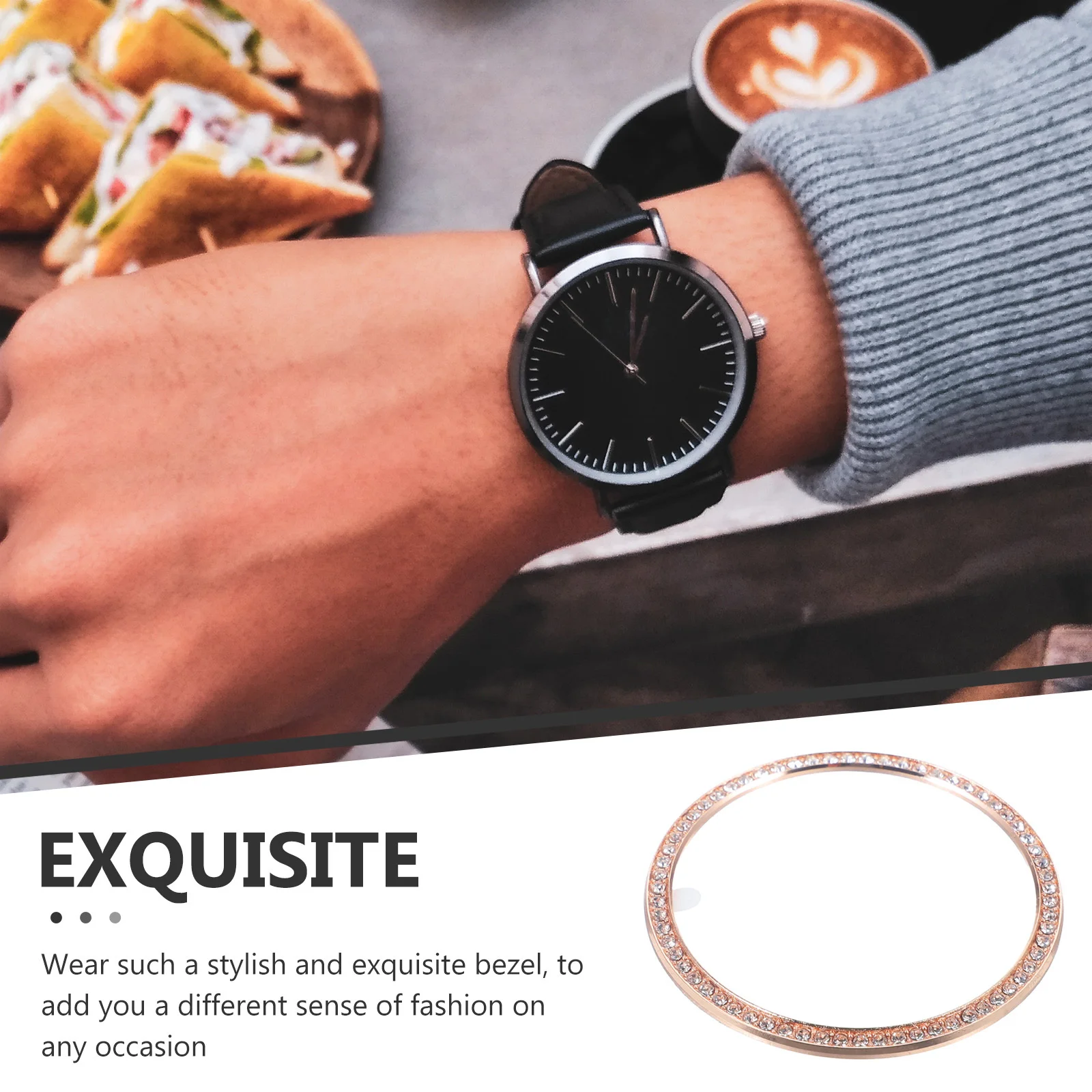 合金ベゼルリング ダイヤモンド装飾 ローズゴールド腕時計 42mm 傷防止 衝突防止 スマートウォッチベゼルカバー 高級