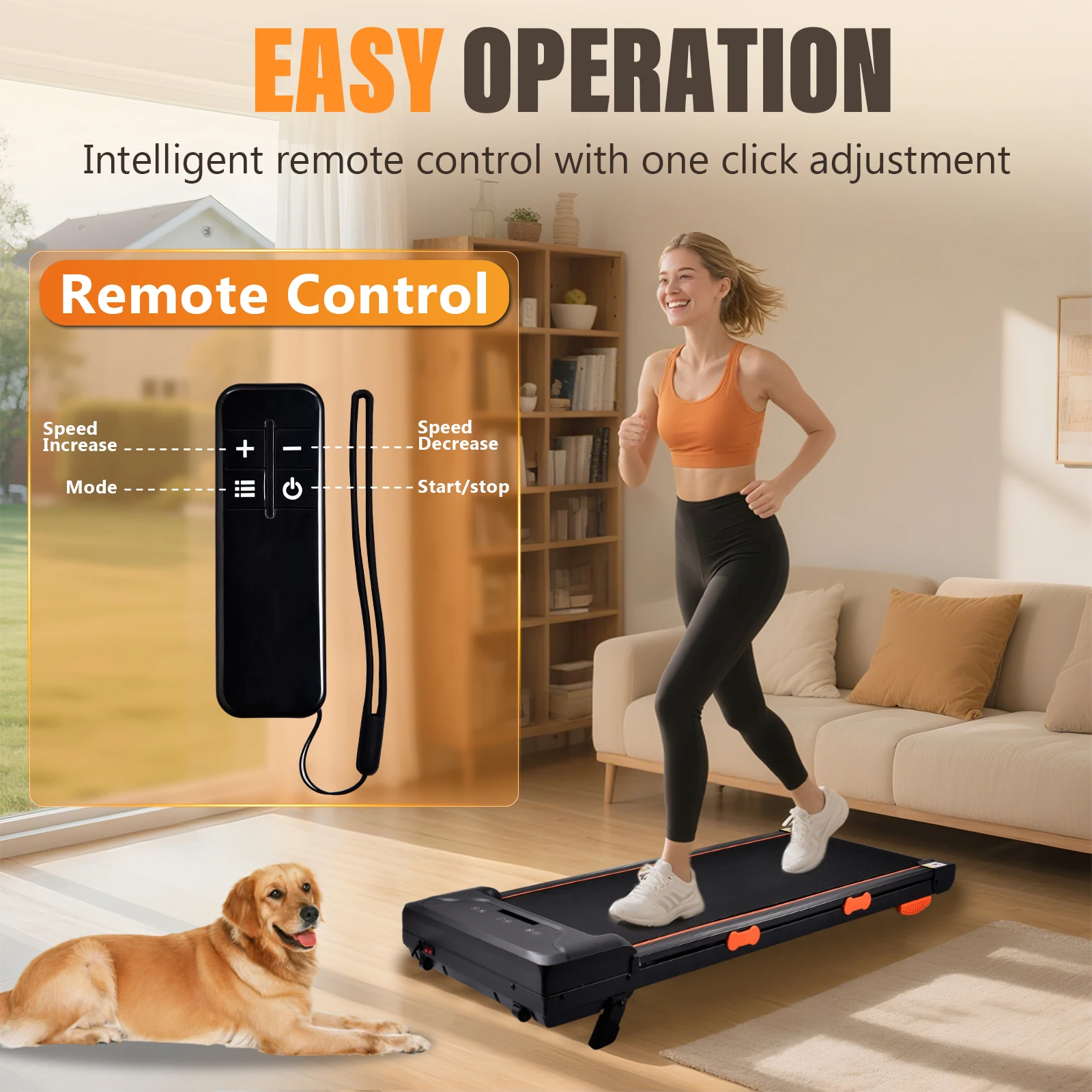 Laufband für unter dem Schreibtisch, LED-Anzeige, Tragfähigkeit 264,5 lbs, 1-8 km/h, leises Laufband mit Fernbedienung und App-Steuerung für Büro und Zuhause – Detail 10