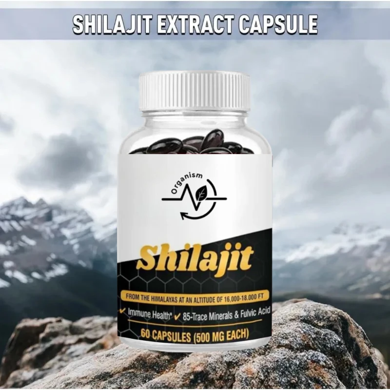 مكمل شيلجيت الطبيعي 60 حبة (500 مجم لكل منهما) يحتوي على 85 عظمًا من المعدن وحمض الهوميك - صحي للحياة اليومية #3