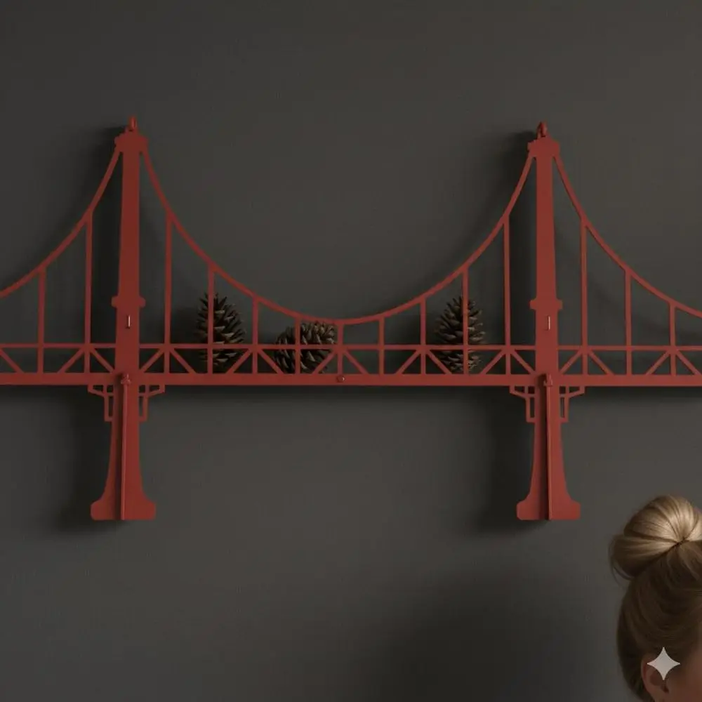 رف عائم معدني أحمر - رف حديد مزخرف للكتب والنباتات وديكور المنزل - شاشة عرض مثبتة على الحائط أو الطاولة #5