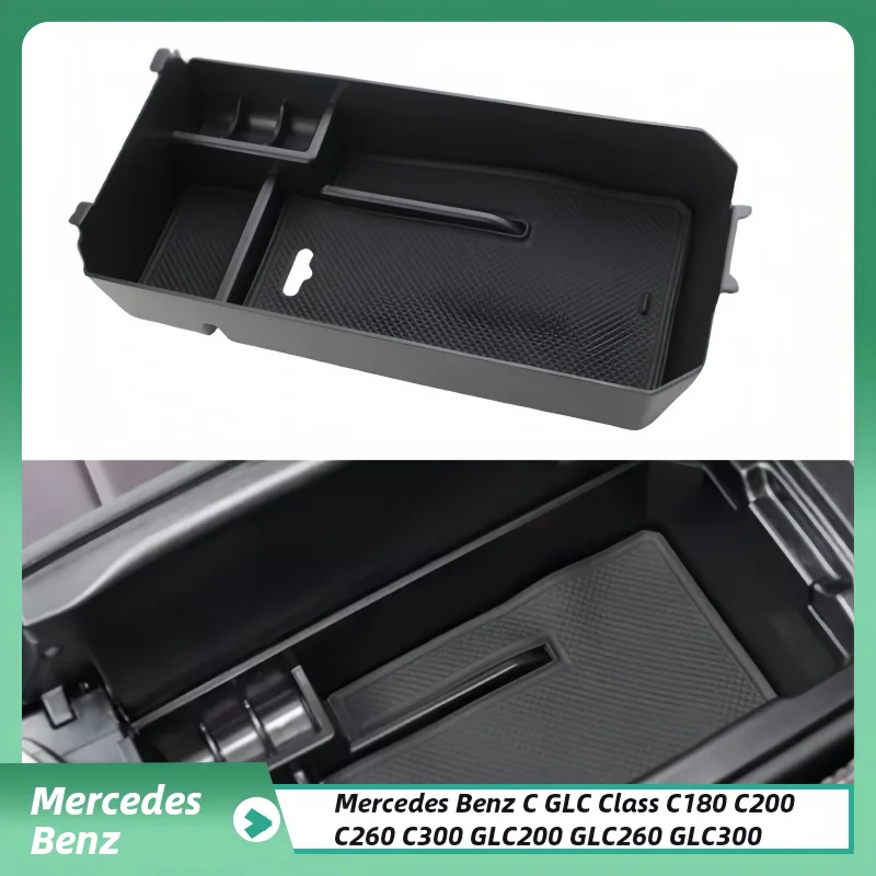 

For Mercedes Benz C GLC Class C180 C200 C260 C300 GLC200 GLC260 GLC300 Car Central Console Armrest Storage Box Organizer Tray