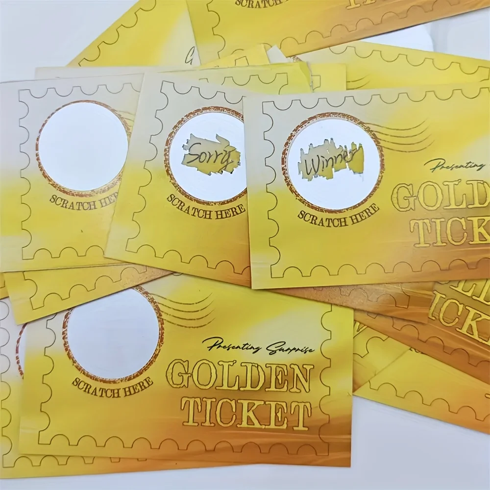 12Pcs Scratch Off Ticket Golden Ticket Scratch-off Card Raffle Gift Surprise Scratch-off Card Party Favor Cinema Voucher view 5