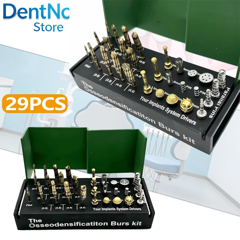 29Pcs Dental Osseodensification Burs Kit Implant Drivers Alveolotomy Ridge Expansion Bone Cutting Drills Set