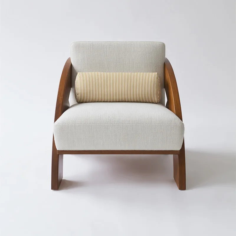 

Designed and equipped ash wood solid wood sofa chair, Nordic small apartment living room, study balcony, log single chair