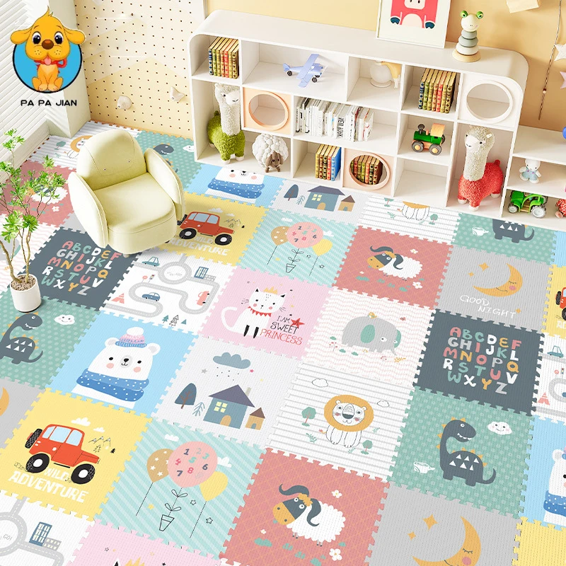 

XPE Baby Play Gym Mat 6-9 Panel Interlocking Foam Tiles Thick Foam Crawling Pad for Newborn Tummy Time Play and Development