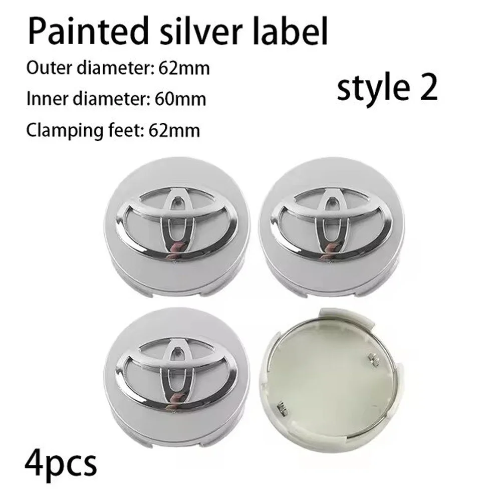 4Pcs/Lot 62mm 57mm Black Silver Car Wheel Center Cap Logo Hub Cover wheel cover Badge Emblem For Toyota Styling Accessories