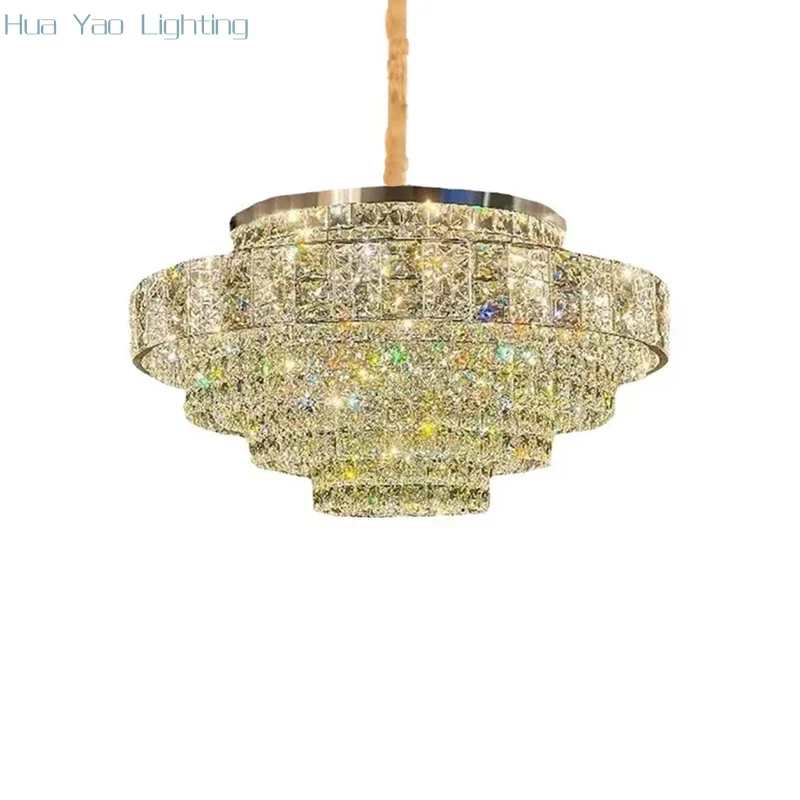 

Modern Crystal Ceiling Chandelier Luxury Cottage Decor Indoor Home Hanging Lamps for Living Room Stainless Steel Lustre