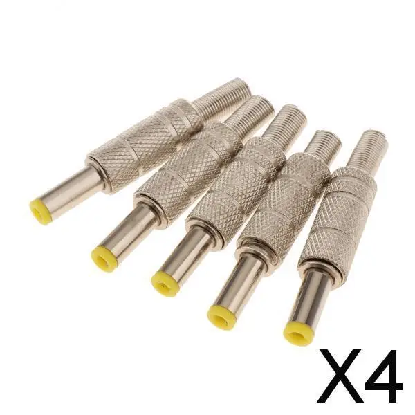 2-4pack 5 Pieces DC 5.5x2.5mm Power Male Plug Welding Adapter Connector Metal